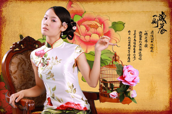 美丽的旗袍摄影：蝶舞花香