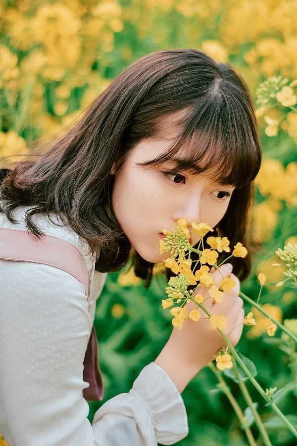 油菜花少女，美丽动人
